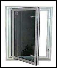 In-swing casement egress window, shown open